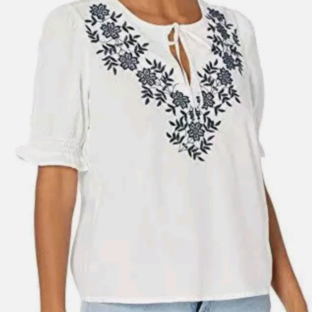 Lucky brand women's embroidered blouse